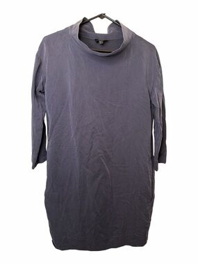 Cos Stand Up Collar Grey Cupro Modal Dress